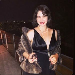 Jill Stuart Black maxi dress with deep V in front back and sides